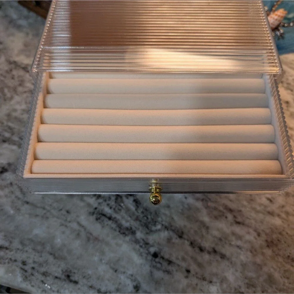 NIB Acrylic Jewelry /Organizer with Wood And Gold Accents